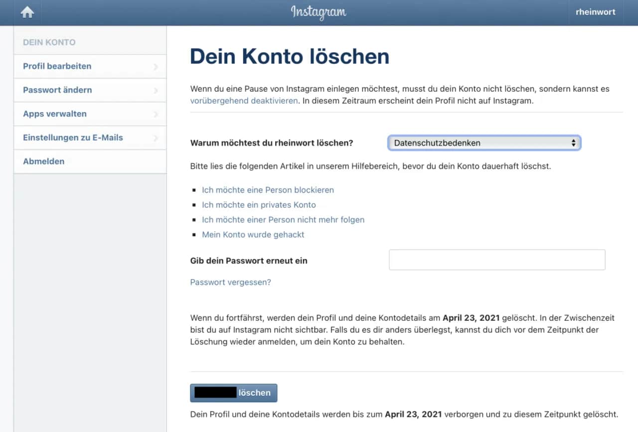 Instagram-Konto deaktivieren: Pause statt Löschen? Die Anleitung